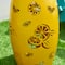 Glitzhome® 18.5" Yellow Iron Cutout Lemon Pattern Solar LED Garden Stool